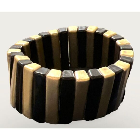 Bundle Sale 3 for $15 | Black and Gold Stretch Bead Bracelet - Picture 1 of 6
